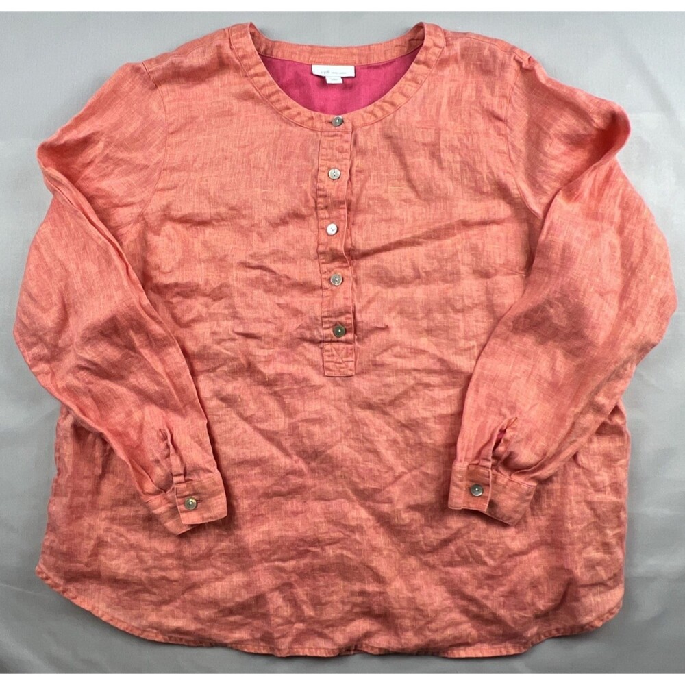J Jill Linen Blend Long Sleeve Large Petite
